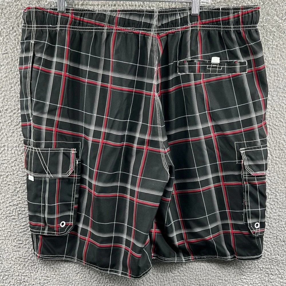 Ocean Pacific Men Board Shorts XL Plaid Coastal Nautical Cargo Swim Trunks Beach